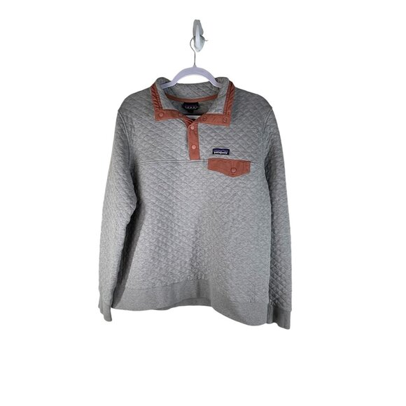 Patagonia Organic Cotton Quilt Snap-T Pullover Sweater Drifter Grey w/quartz coa - Picture 2 of 8